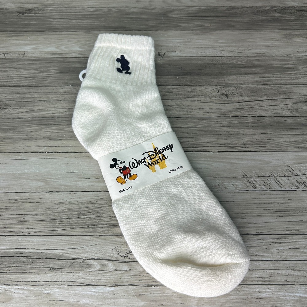Walt Disney World Mickey Mouse White Ankle Socks Vintage Size 10-13 USA